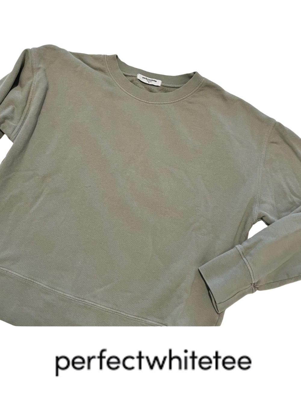 perfectwhitetee - tyler french terry sweatshirt Olive Green Crewneck, size small